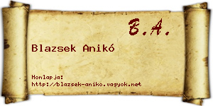 Blazsek Anikó névjegykártya